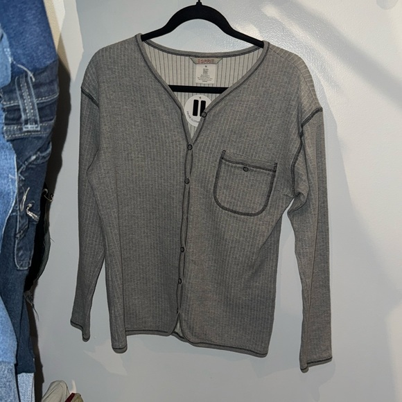 Women’s Medium cotton espirit lined grey button down long sleeve thermal - Picture 2 of 7